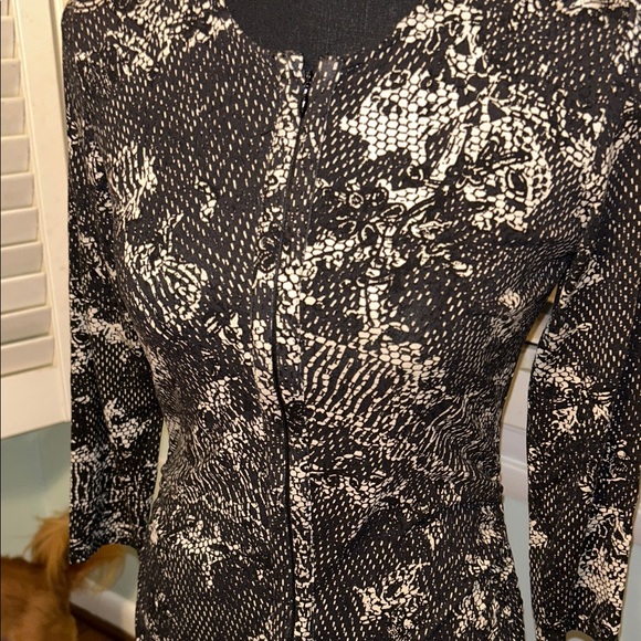 Ann Taylor Black and Cream Long Sleeve Dress - Picture 3 of 6